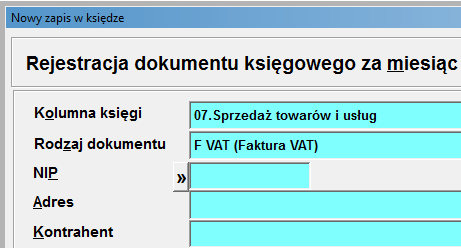 PKPiR - skróty klawiszowe