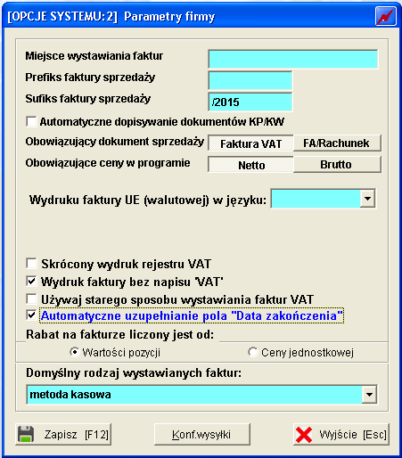 Faktury Cykliczne - data zakończenia usługi