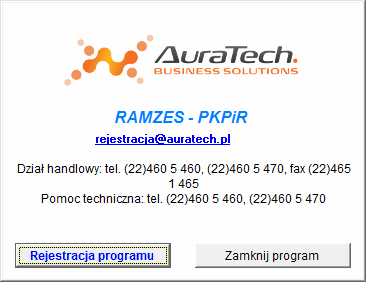 Rejestracja programu