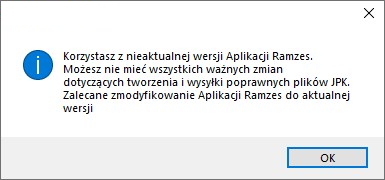 Komunikat w Aplikacji Ramzes
