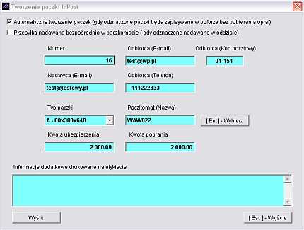 Zestawienie paczek